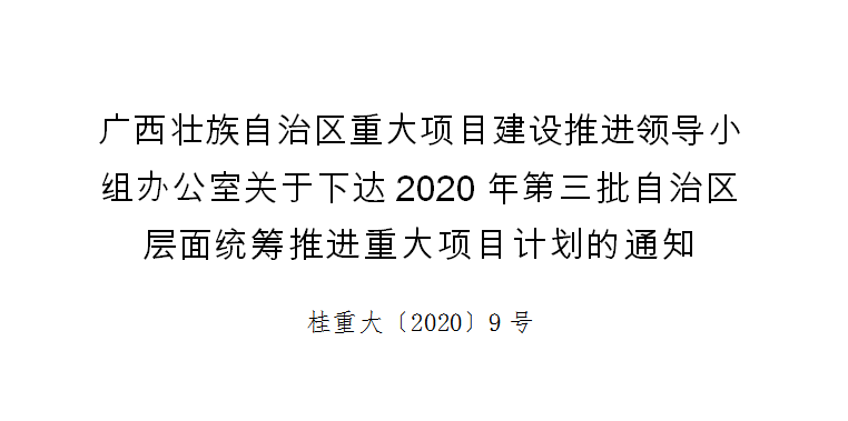 2020年第三批自治区 层面统筹推进重大项目计划