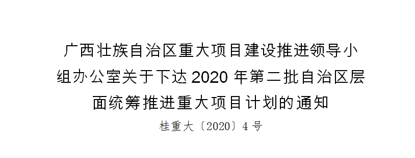 2020年第二批自治区层面统筹推进重大项目计划